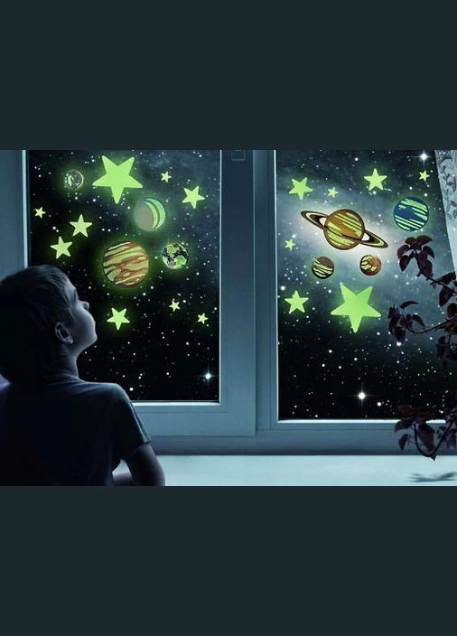 Наклейки светящиеся в темноте Планеты и 20 звезд Glow planets nova stars 00-05635 Набор люминесцентных наклеек 4M (297331980)