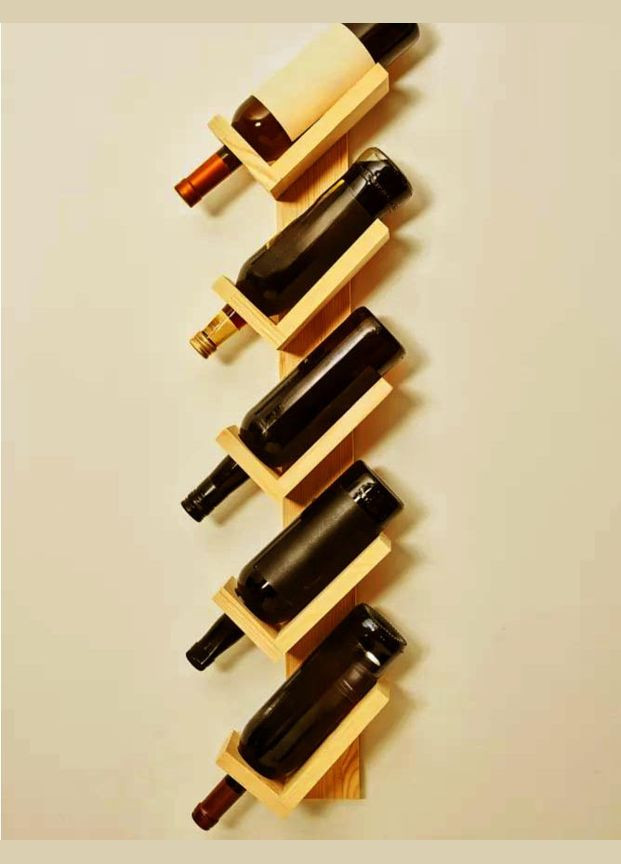 Настінна винна полиця з дерева Хатіро 5 каррі (ПНК-520903) No Brand (327425960)