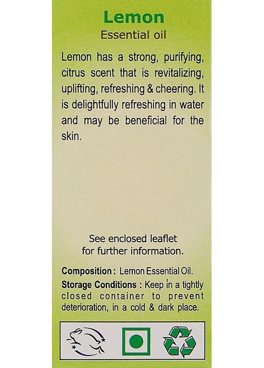 Чиста ефірна олія "Лимон" Premium Pure 100% Essential Oil Lemon 10ml (1362607-31099652) Khadi Swati (368744678)