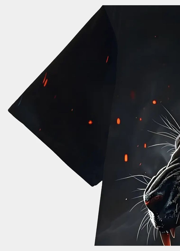 Комбінована чоловіча футболка 3d принт чорний тигр з палаючими очима термо дихаюча m 50 luxaurum044 No Brand