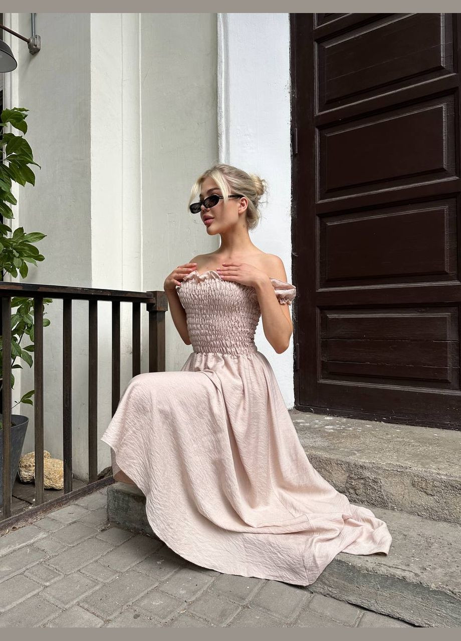 Бежевое повседневный платье DK/DL Мода без кордонів однотонное