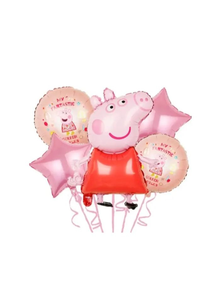 Кульки Свинка Пеппа фольговані 5 штук різнобарвний Jannet кулька (336376979)