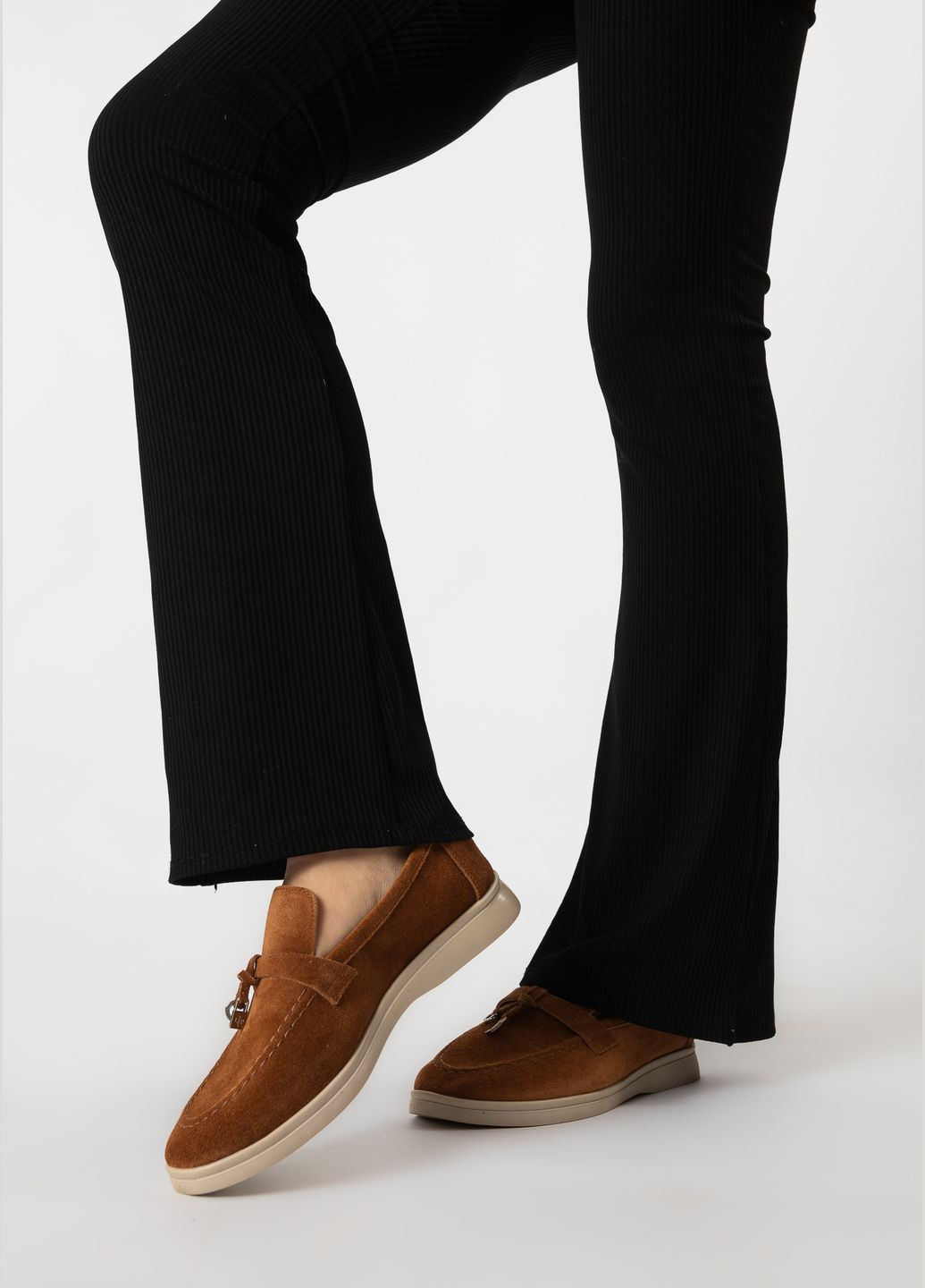 No Brand Жіночі Лофери (1098ТZС) темно-золотистий з натуральна замша, — (334293667)