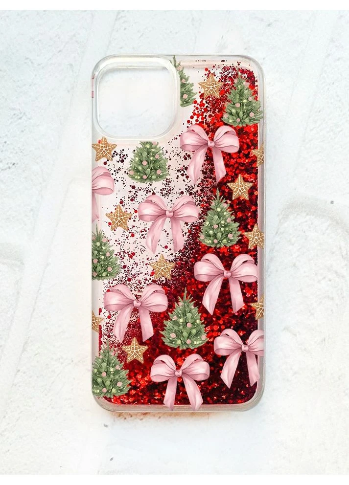 Чехол с плавающими красными блестками на iPhone 13 Рождественский фон (принт 427) Creative (400775681)