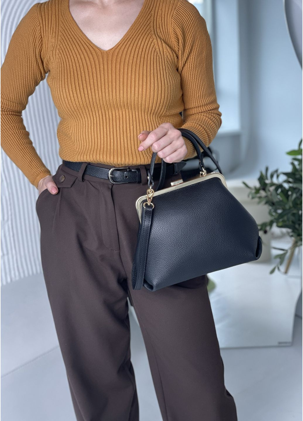 Женская сумка Италия классическая | кроссбоди через плечо и руку | сумочка с рамочкой, натуральная кожа Bella Bertucci Кросбоді (363115479)