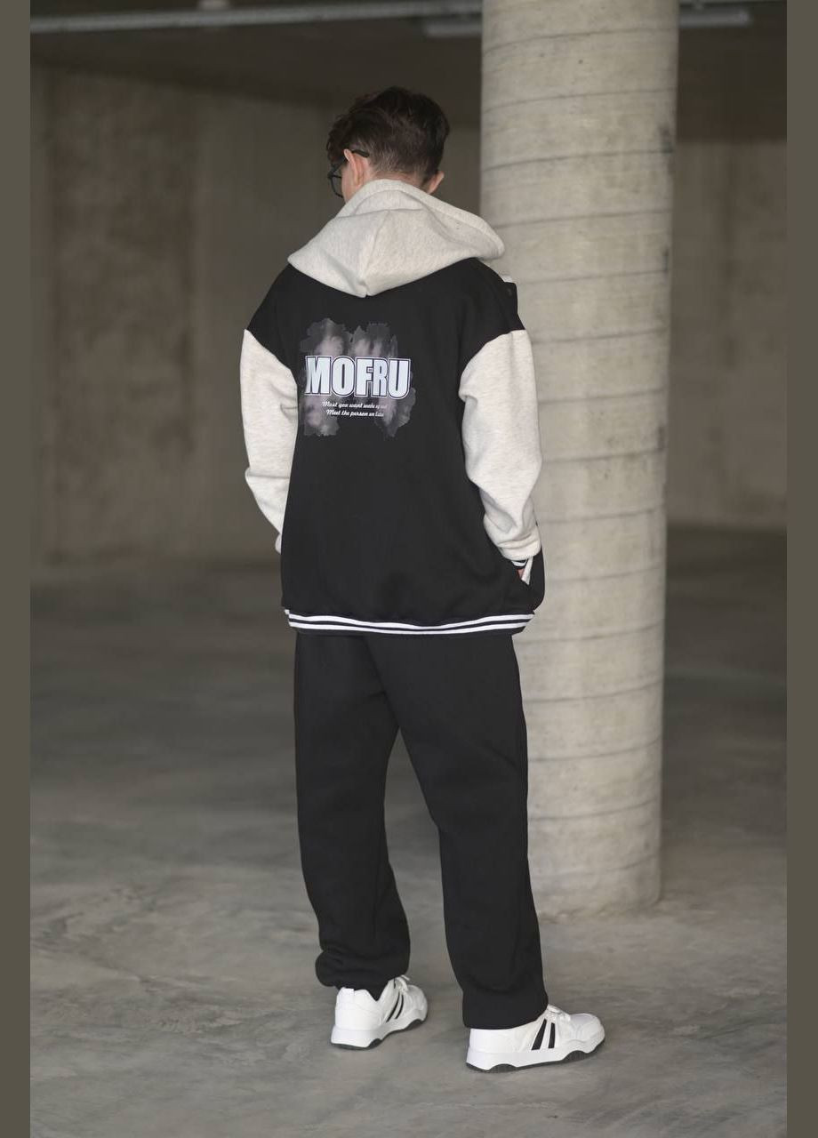 Черный зимний костюм на флисе оверсайз popluzhnaya