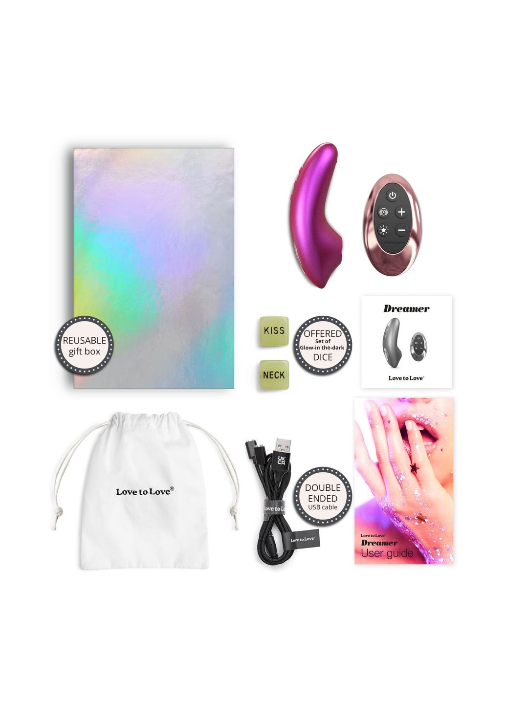 Вакуумный клиторальный стимулятор DREAMER – IRIDESCENT BERRY, ласки язычком, пульт - CherryLove Love To Love (332209295)