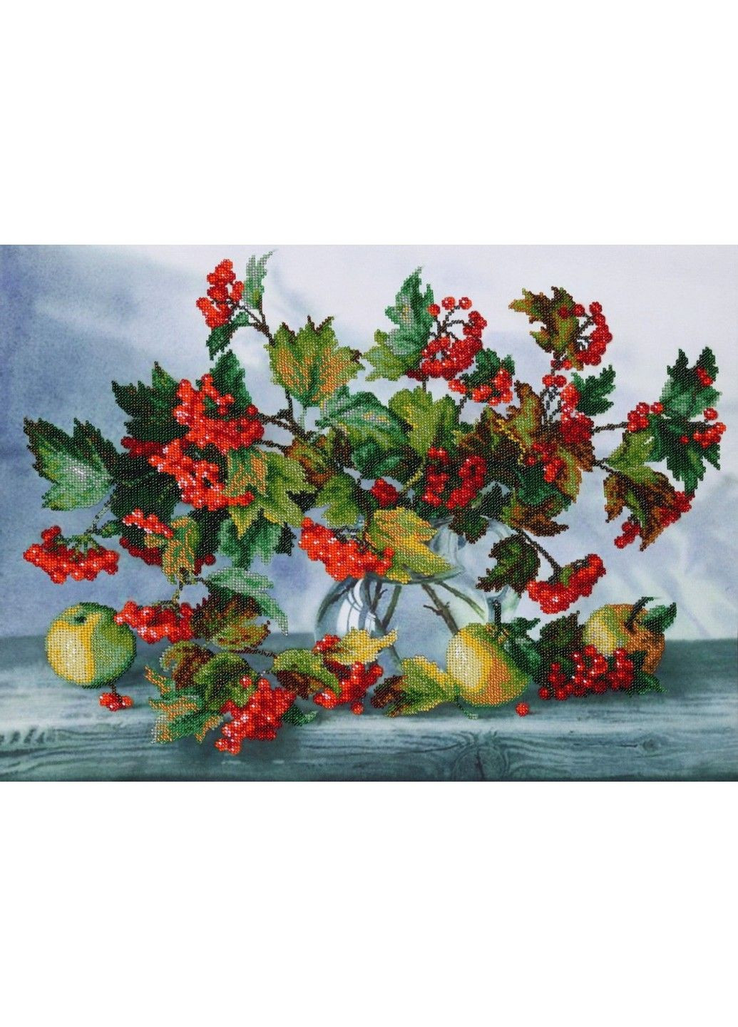 Набір для вишивки бісером "Калиновий натюрморт" фруктів, виноград, яблуко, часткова викладка, Чехія, 50x38 см No Brand (333164864)