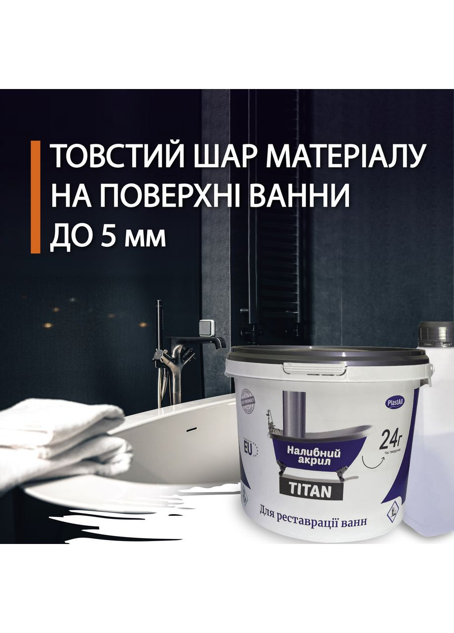 Рідкий акрил для реставрації ванни Пластал Тітан ( Titan) 1.2 м Plastall (366322797)