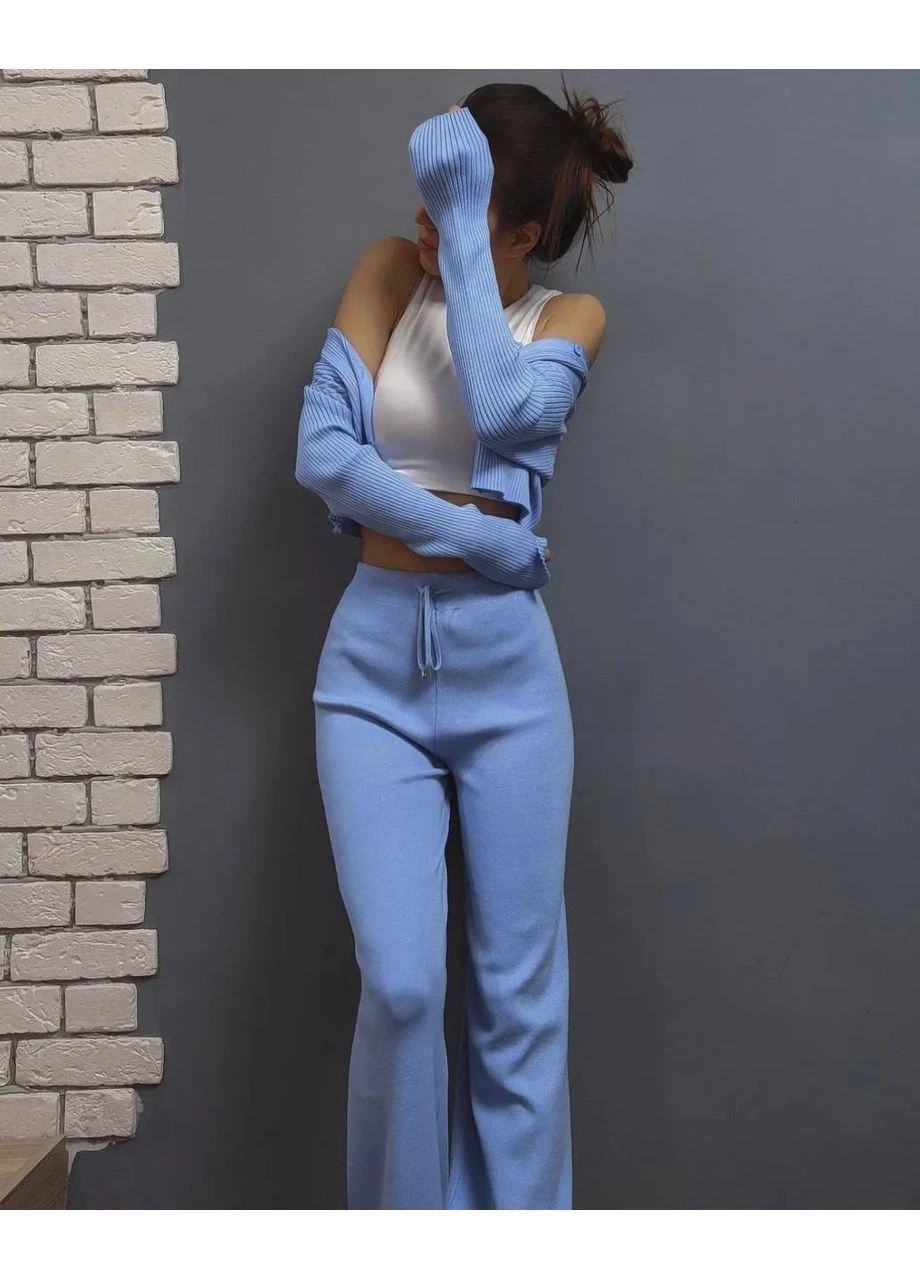 Жіночий стильний костюм з рубчика (кофта + штани ) No Brand (383727906)