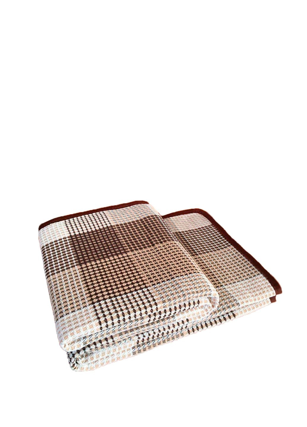 Покрывало-плед хлопчатобумажная клетка Бежевый (A-023579) Love You (324834708)