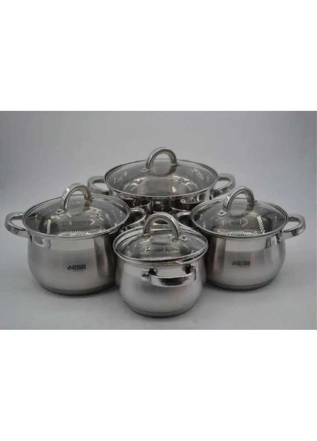 Набір каструль із нержавіючої сталі 8 предметів BN-210 Benson (354805247)
