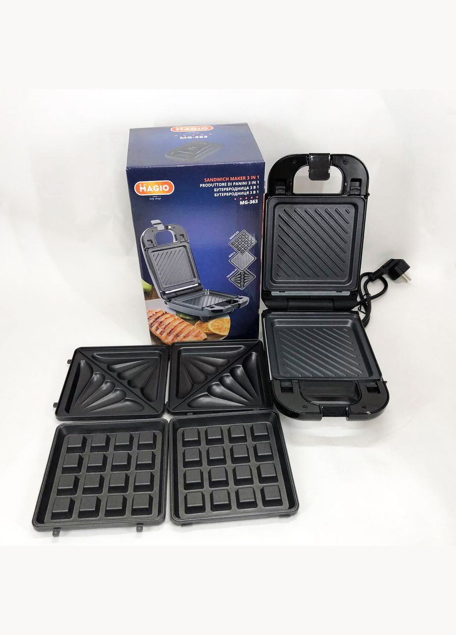 Мультимейкер (бутербродница-вафельница-гриль) MG-363, Бутербродница 4в1, Сэндвичница, Мультимейкер Magio (364663689)