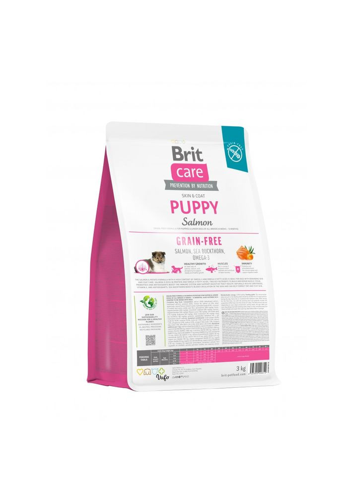 Сухой корм Dog Grain-free Puppy для щенков, беззерновой с лососем, 3 кг Brit Care (362701863)