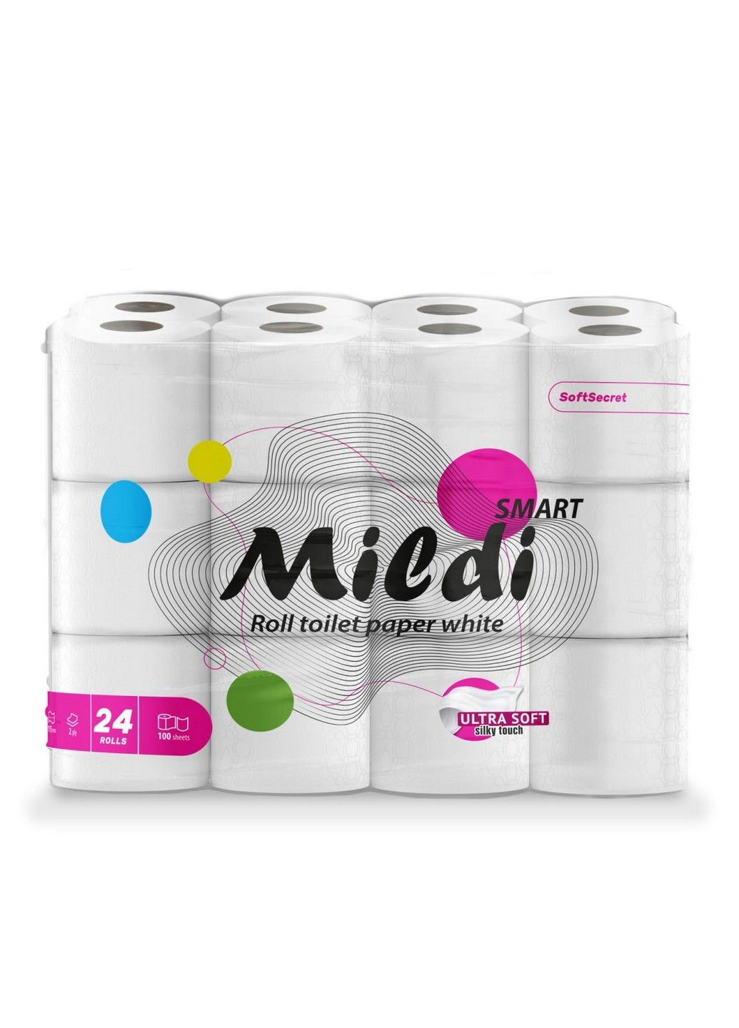 Туалетная бумага Smart 2 слоя 24 штук 100 отрывов Mildi (283298257)