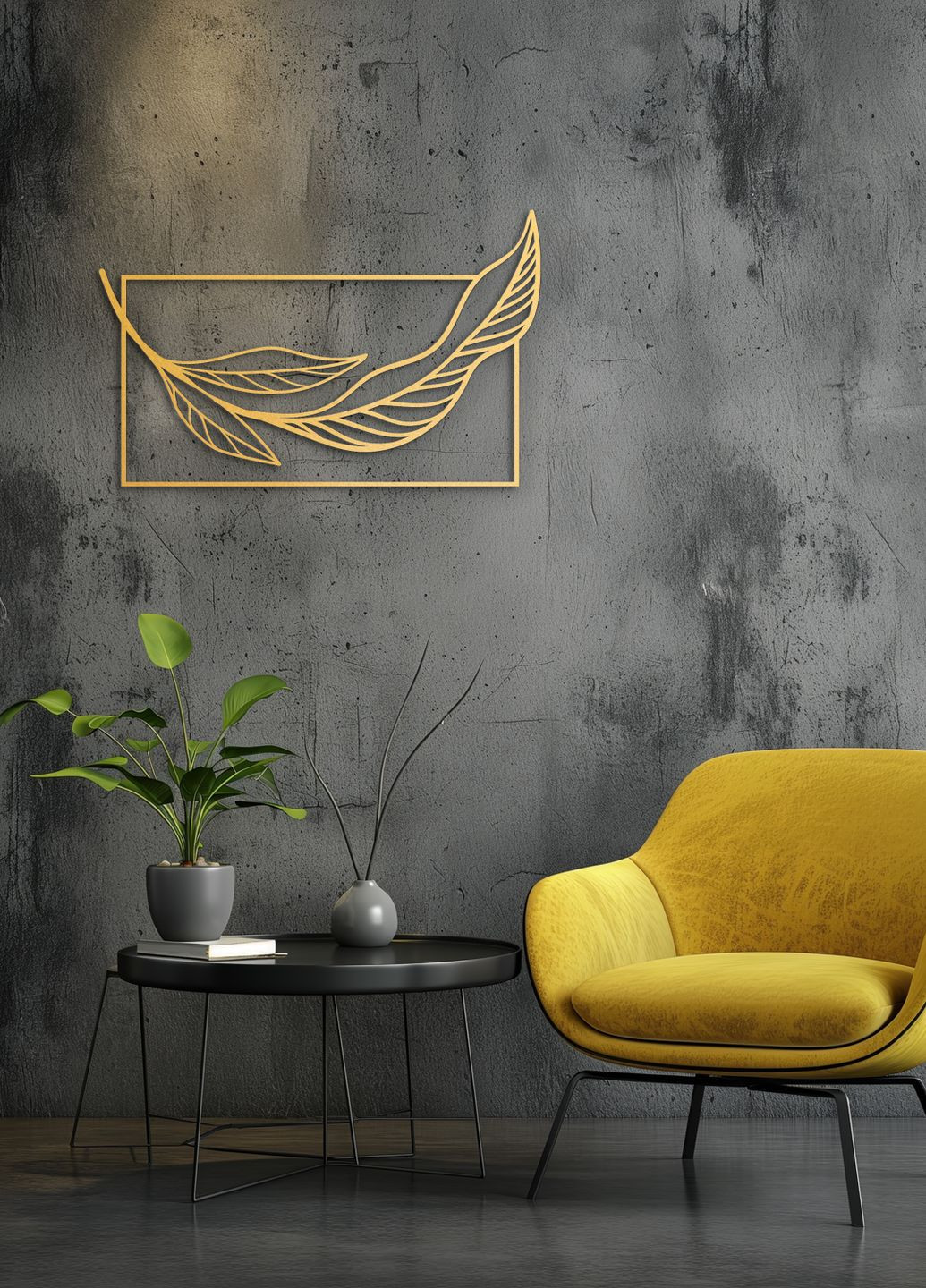 Настенный декор для дома, картина лофт "Листок минимализм", декоративное панно 30х18 см Woodyard (292112953)