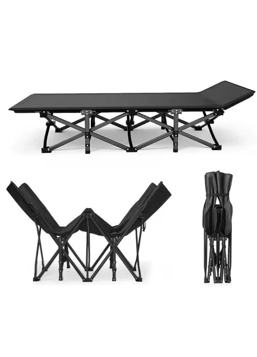 Складная кровать-шезлонг 190×68 см раскладушка для туризма черный (2104618599) No Brand (339607044)