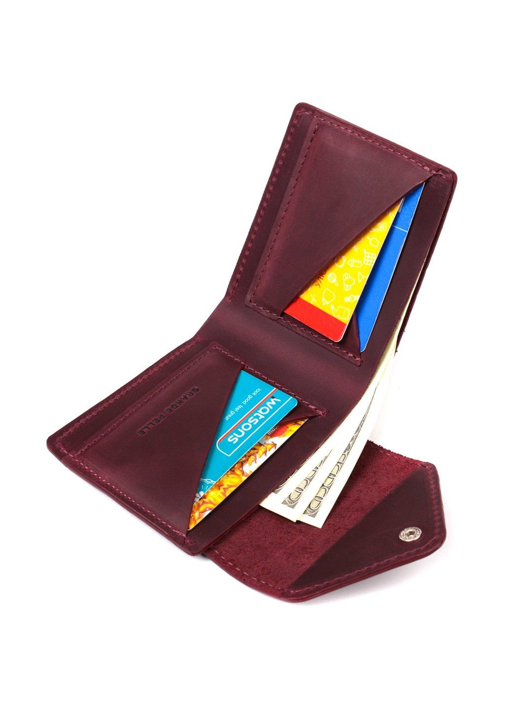 Модний жіночий гаманець із матової натуральної шкіри 16805 Бордовий Grande Pelle (292920547)