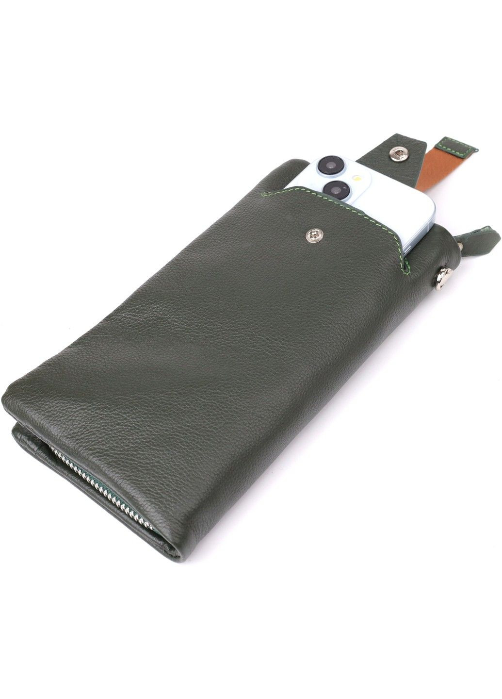 Стильный кошелек-клатч для женщин с отделением под телефон 23103 Зеленый st leather (330642788)