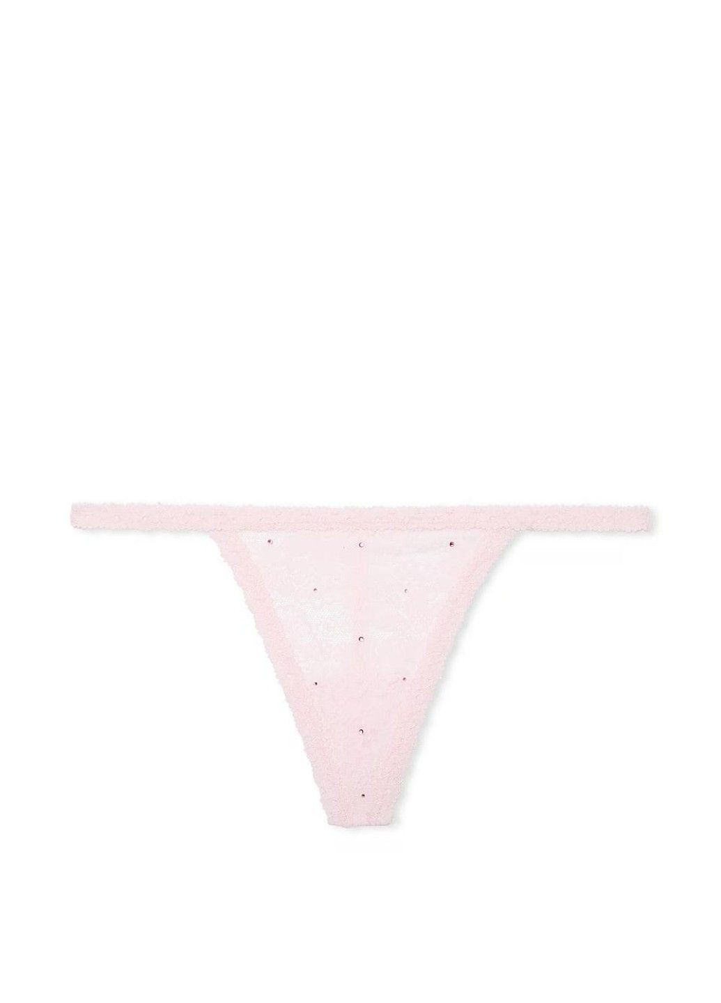 Трусики-стрінги жіночі мереживні PINK Wink V-String Panty пудрові Victoria's Secret (348779886)