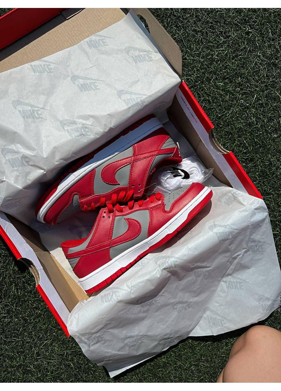 Серые демисезонные кроссовки мужские nike sb dunk low retro medium grey red v2 найк сб данк No Brand