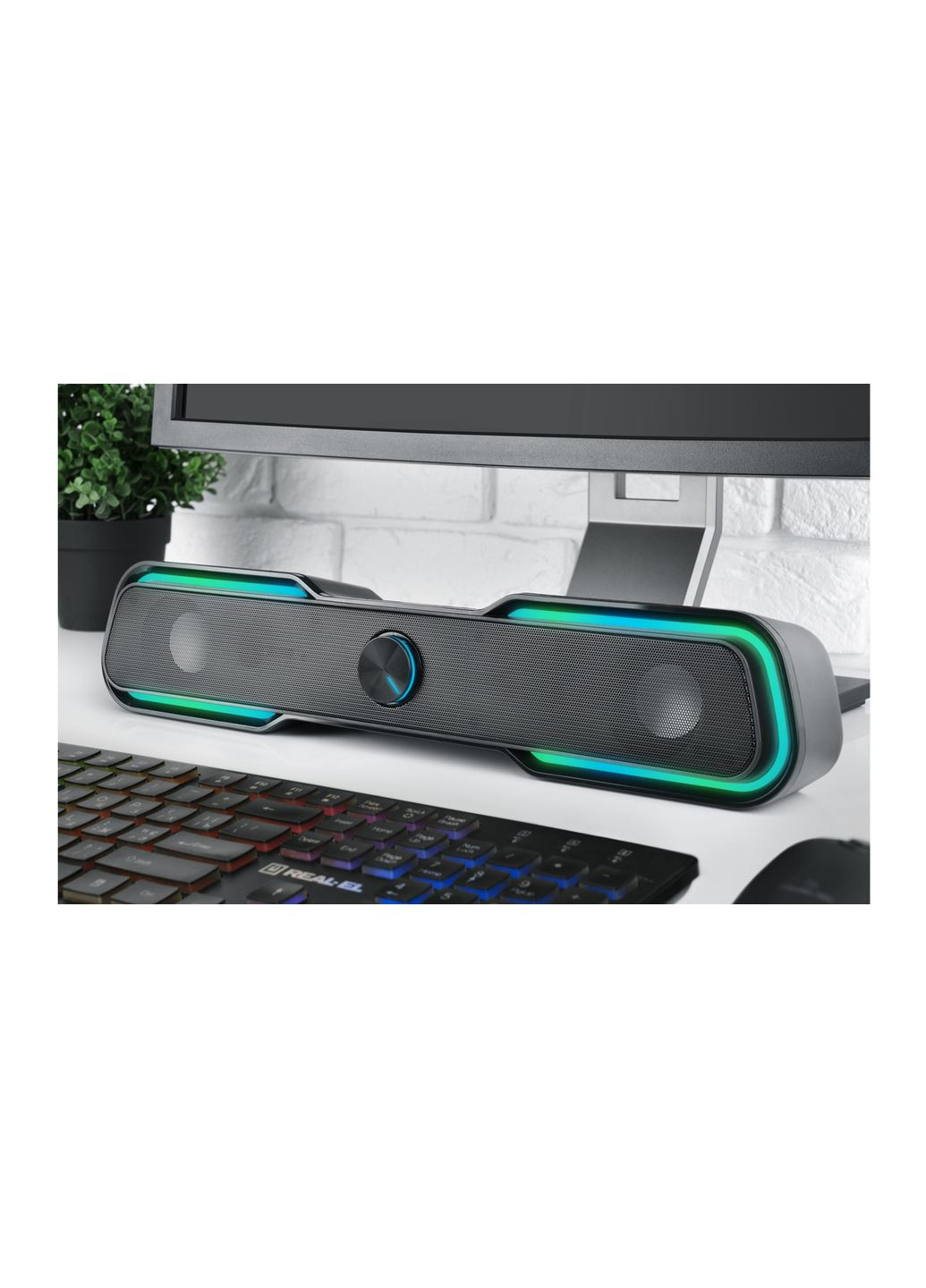 Колонки S-180 black (саундбар з динамічним RGB підсвічуванням) Real-El (333824402)