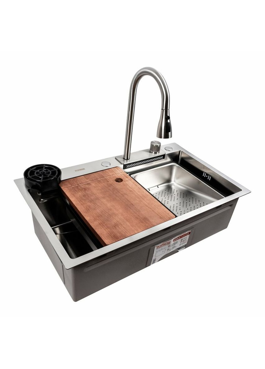 Кухонная мойка нержавейка CM 75*46A Handmade "Водопад" Platinum (336937557)