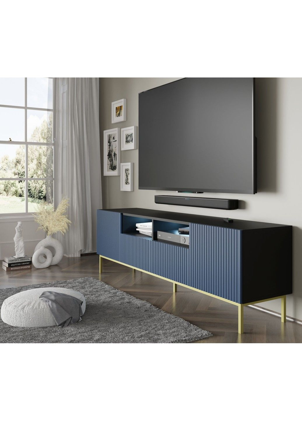 Тумба под телевизор Ravenna BCK 2D2S 200 синяя Bim Furniture (291124569)