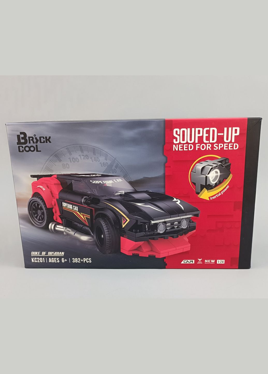 Конструктор KC 201 "Спортивная машинка", 382 детали, инерция, масштаб 1:24, в коробке Iblock (361409424)