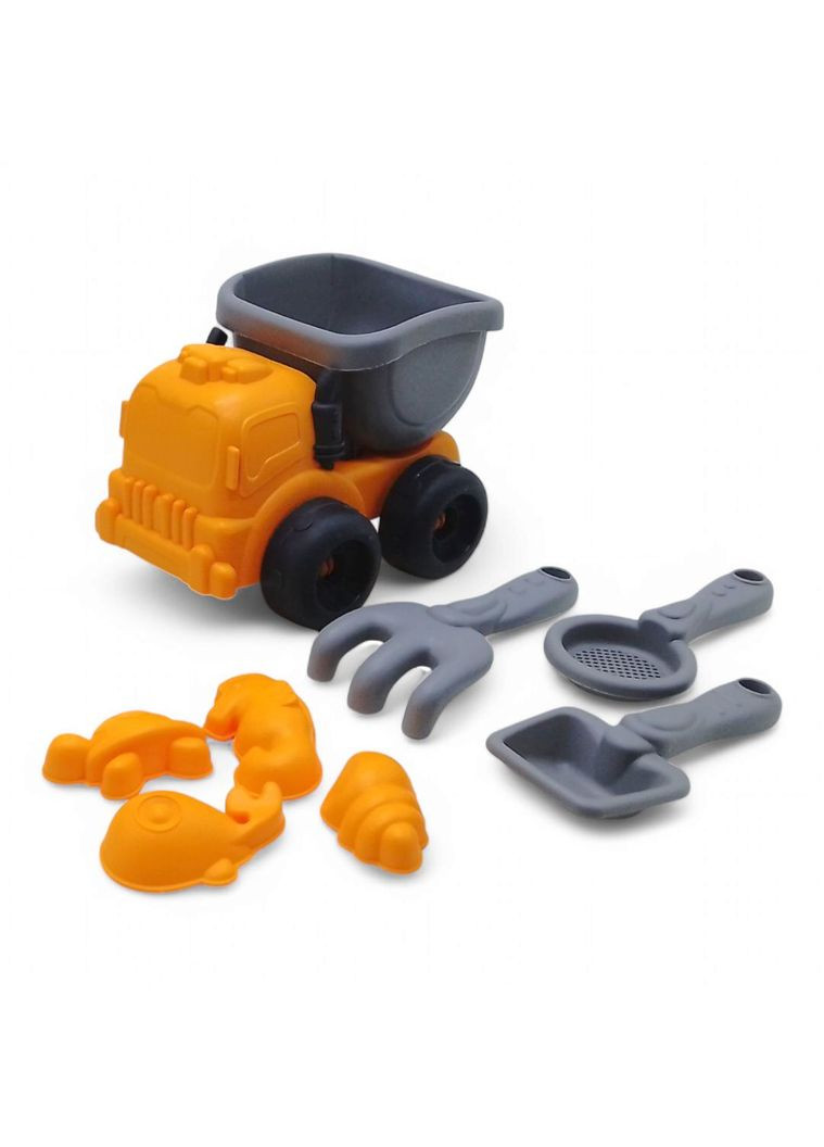 Пісочний набір - Машинка самоскид, лопатка, граблі, сито, 4 формочки MIC (328309492)