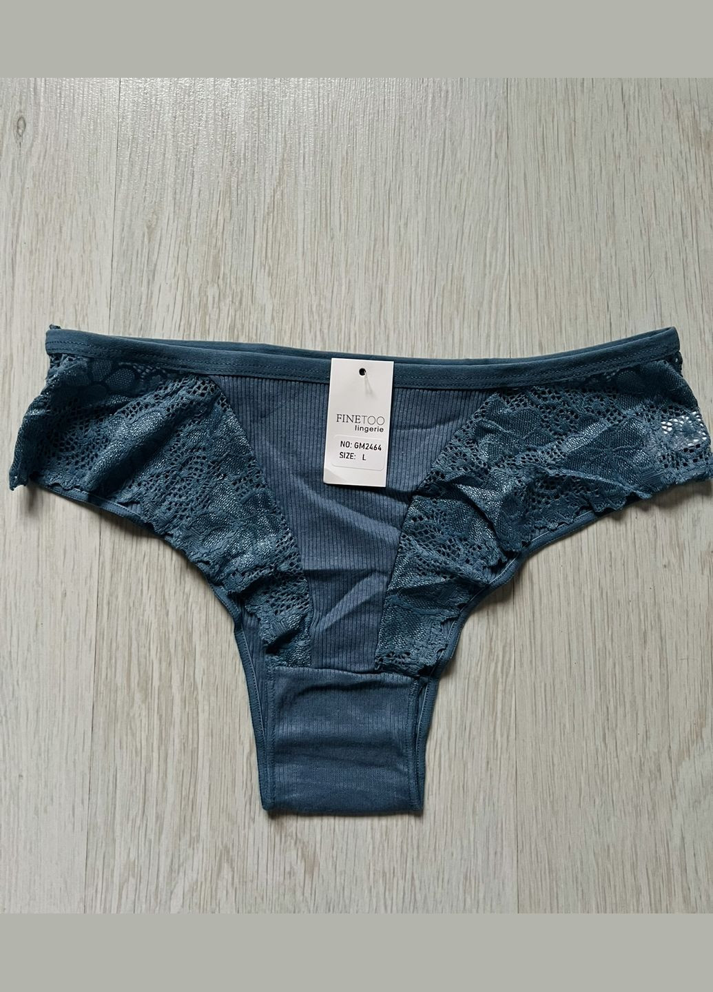 танга х/б рубчик з мереживом Finetoo Жіночі трусики (314709818)