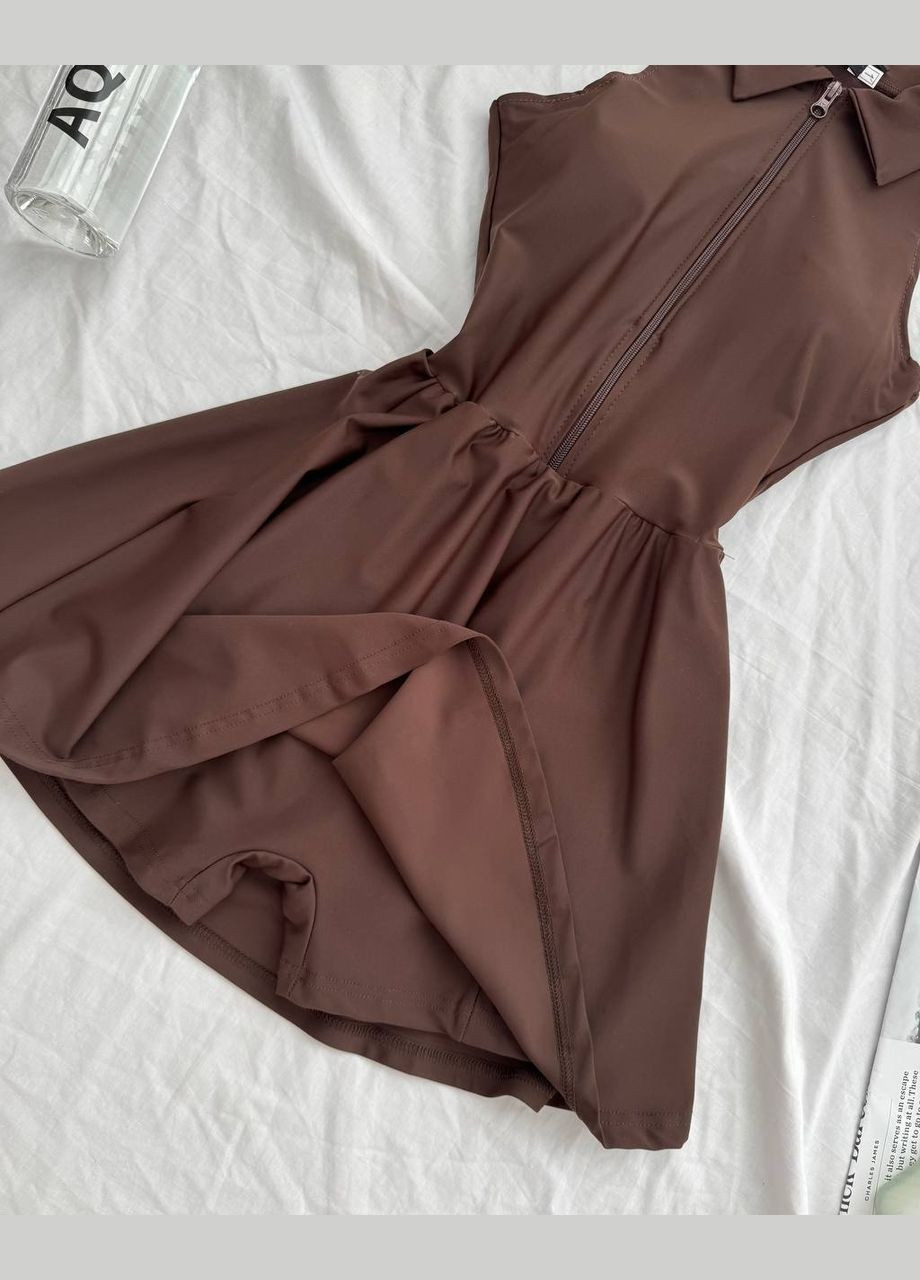 Коричнева спортивна жіноча сукня комбінезон No Brand однотонна