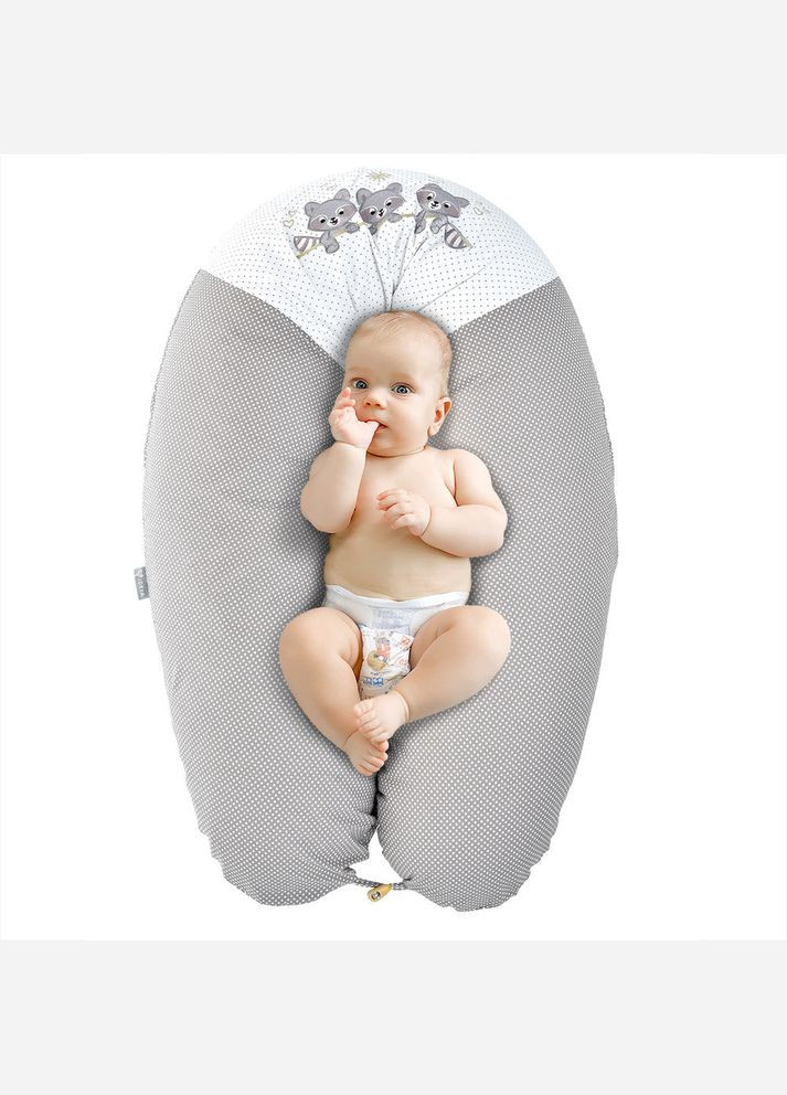 Подушка для беременных и кормления 30х190 см с вышивкой, гипоаллергенная, наволочка хлопок на молнии PAPAELLA (342128809)