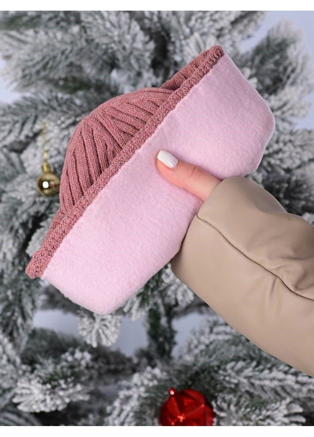 Шапка женская бини пудровая Fashion (306442620)