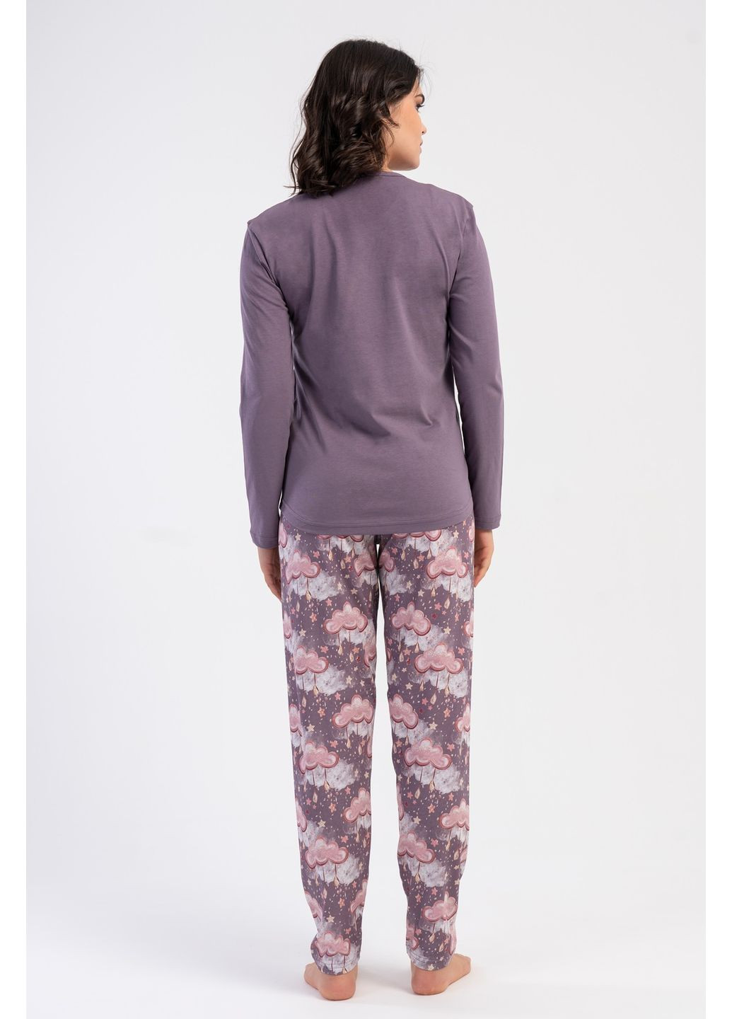 Сіра всесезон піжама бавовняна жіноча (кофта, штани) лонгслів + брюки Vienetta