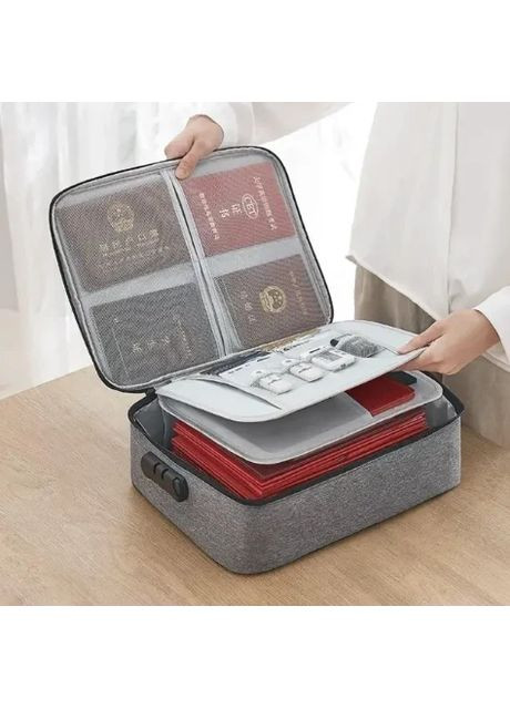 Дорожня сумка-кейс для документів і гаджетів із кодовим замком 36x26x10,5 см з оксфорду водостійкий Сірий No Brand (361669554)