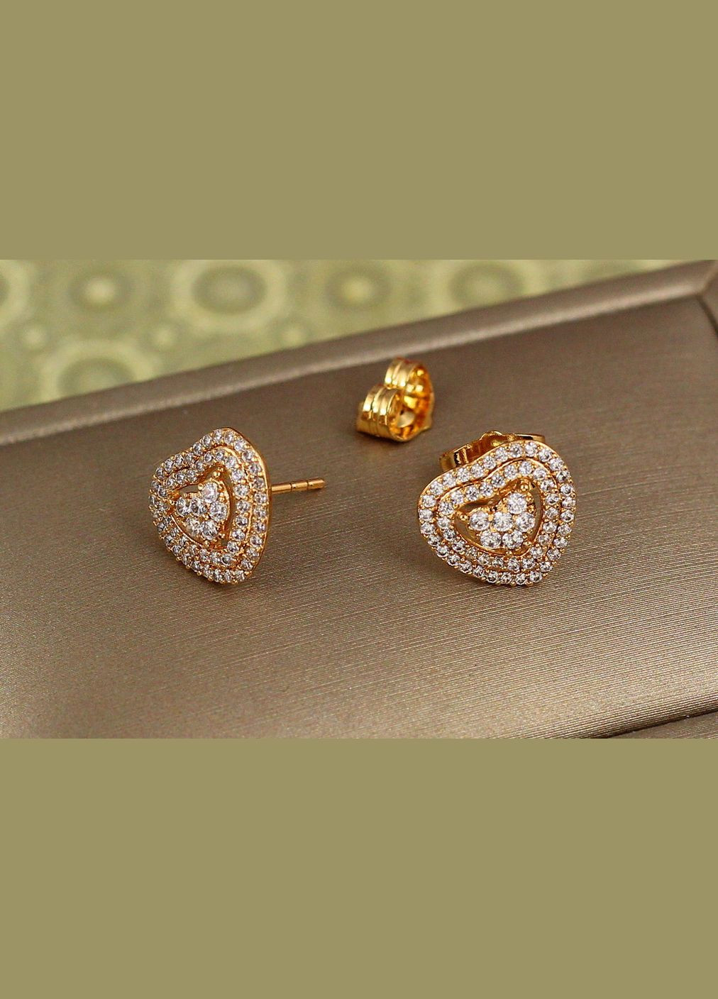 Сережки гвоздики Ритм серця 11 мм золотисті Xuping Jewelry (325486650)