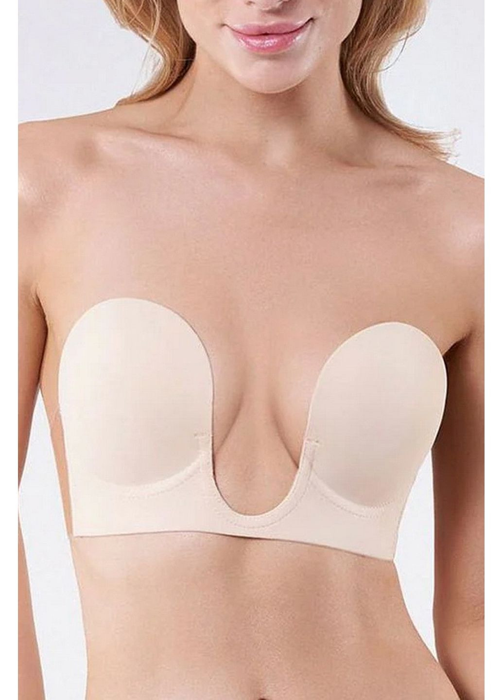 Бежевый бюстгальтер силиконовый с глубоким декольте vibra Julimex полиамид, эластан
