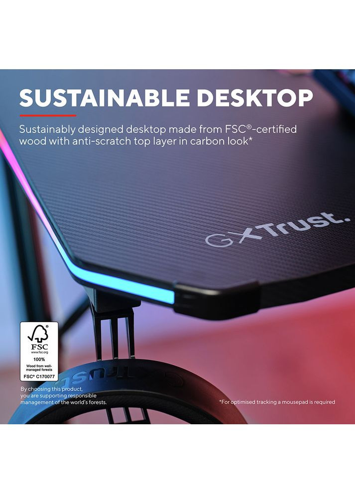 Комп'ютерний стіл GXT 709 Luminus RGB Black (25184) Trust (322905175)