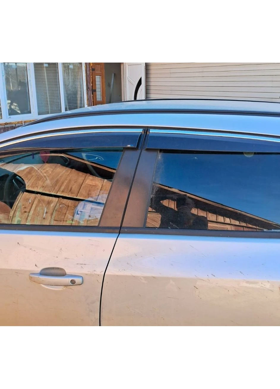 Вітровики з хром із смужкою HB/SD (4 шт, Chrome) для Opel Astra J 2009-2015 рр Sunplex (390496864)