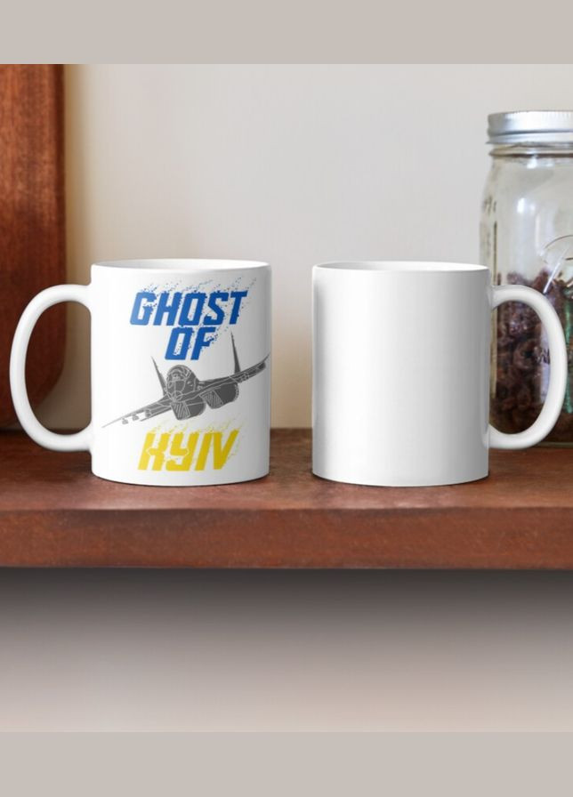 Чашка Керамічна Кружка з принтом Ghost of Kyiv Привид Києва Біла 330 мл Orca (317320427)