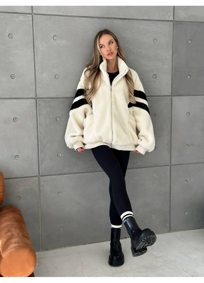 Молочная демисезонная женская куртка-бомбер KaraMix