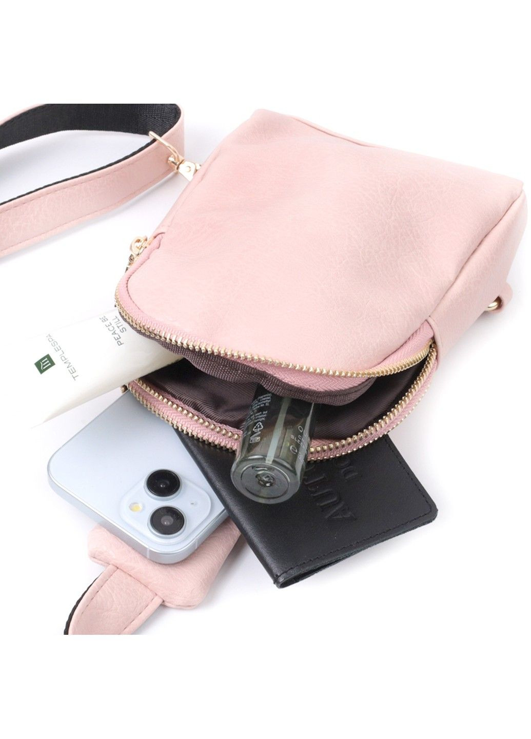 Маленькая женская сумка через плечо из экокожи 22782 Розовый Vintage (303877375)