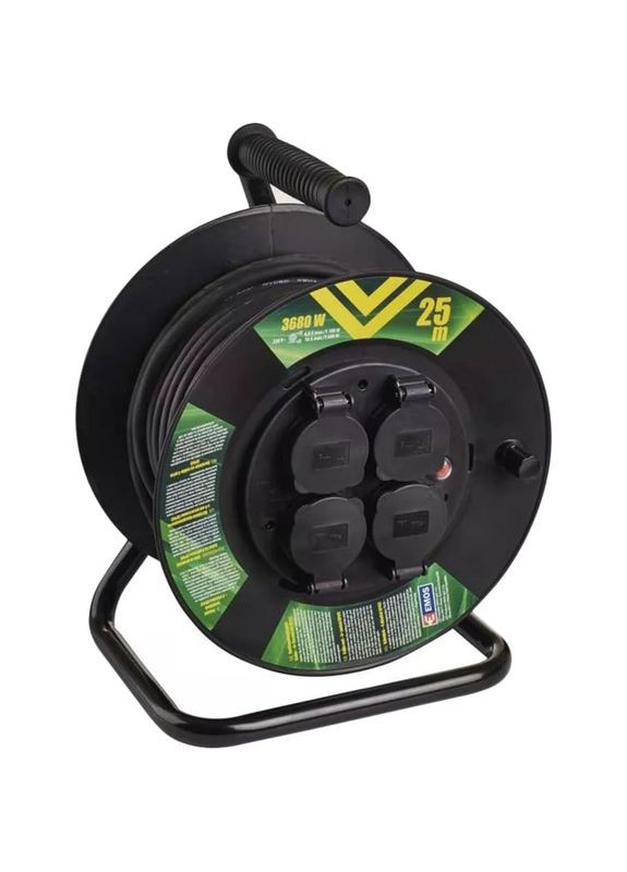 Удлинитель 4 розетки 25м 16А 3x1.5мм2 Black (P08225) Emos (329298054)