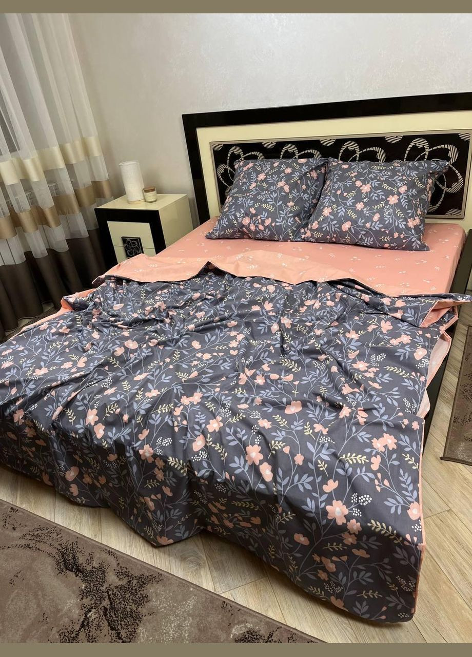 Постельное белье хлопковое Сюзана Полутораспальное 180 x 220 Бязь Серое 70 х 70 No Brand (303356918)