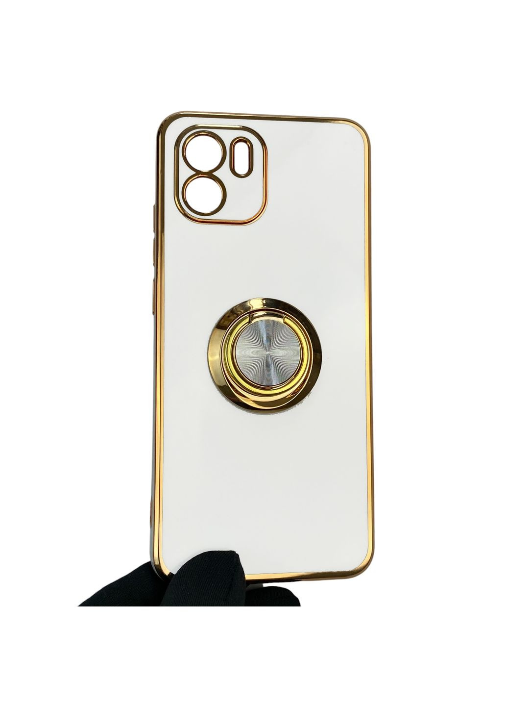 Чехол для Redmi A1 с кольцом-подставкой с золотой окантовкой на редми а1 белый gs1 Xiaomi (366229334)