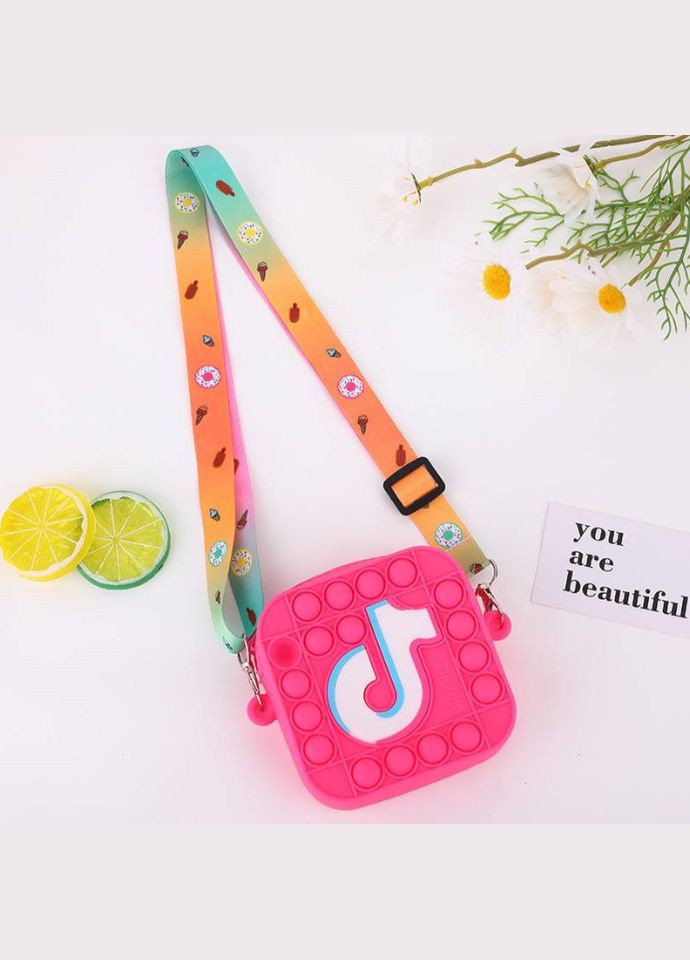 Детская силиконовая сумочка кошелек C4351 TikTok Малиновая Pop It (327216528)