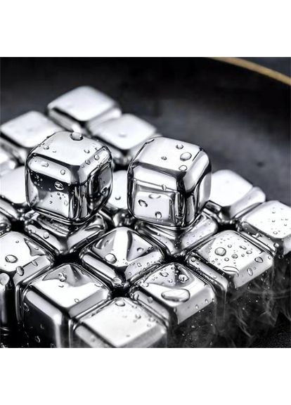 Набір з 12 каменів - металеві кубики льоду для охолодження напоїв + щипці No Brand (316580409)