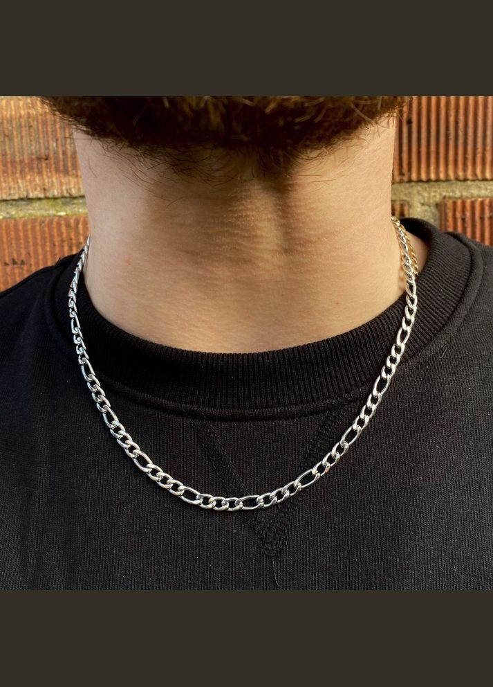 Чоловічий металевий срібний ланцюжок на шию, підвіска із сталі ширина 5 мм No Brand (328048521)