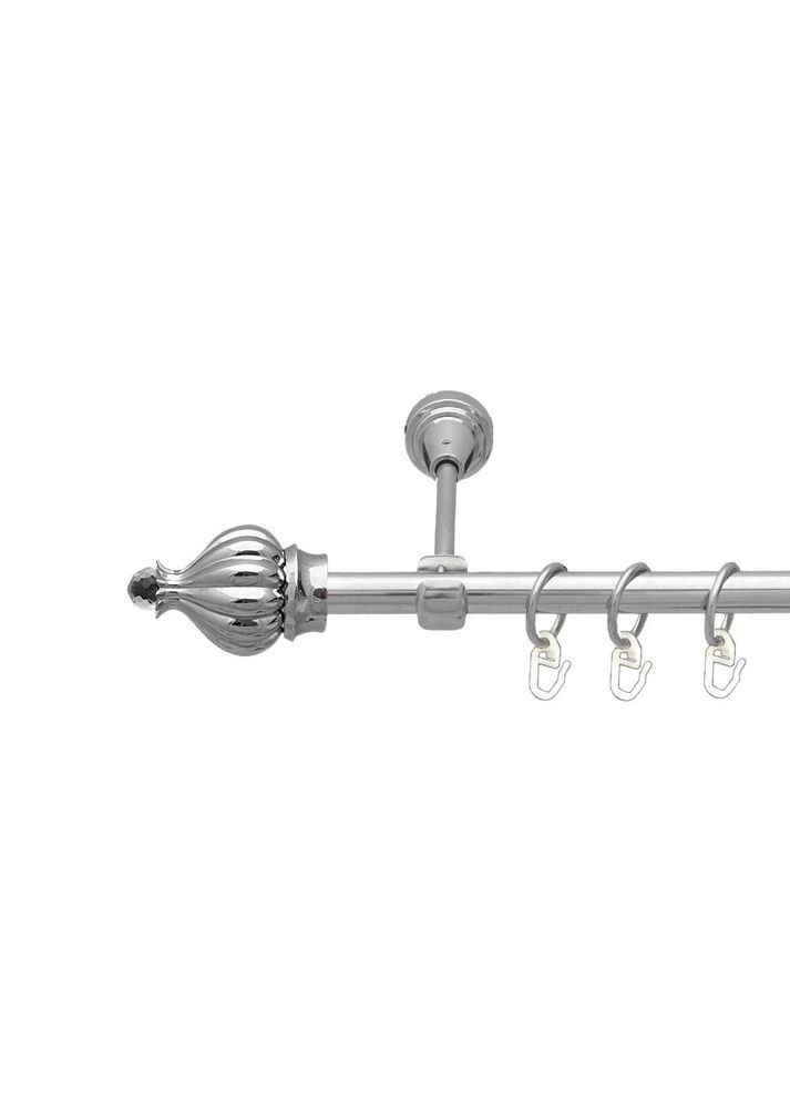 Карниз Таджа-Кристал металевий однорядний відкритий гладка труба Хром 16 мм 240 см (7387685) ORVIT (300797095)